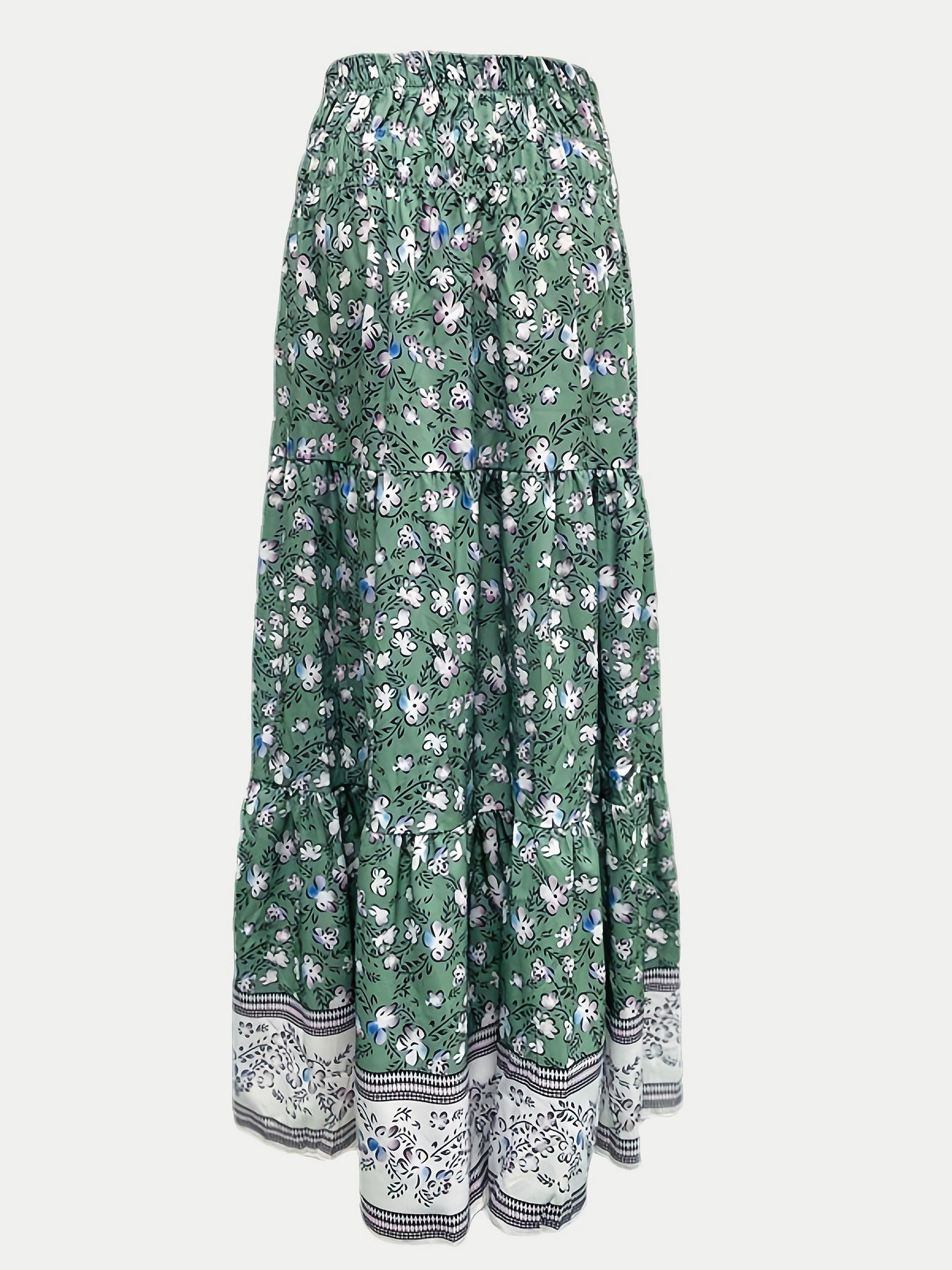 PREORDER- Full Size Tiered Printed Elastic Waist Skirt