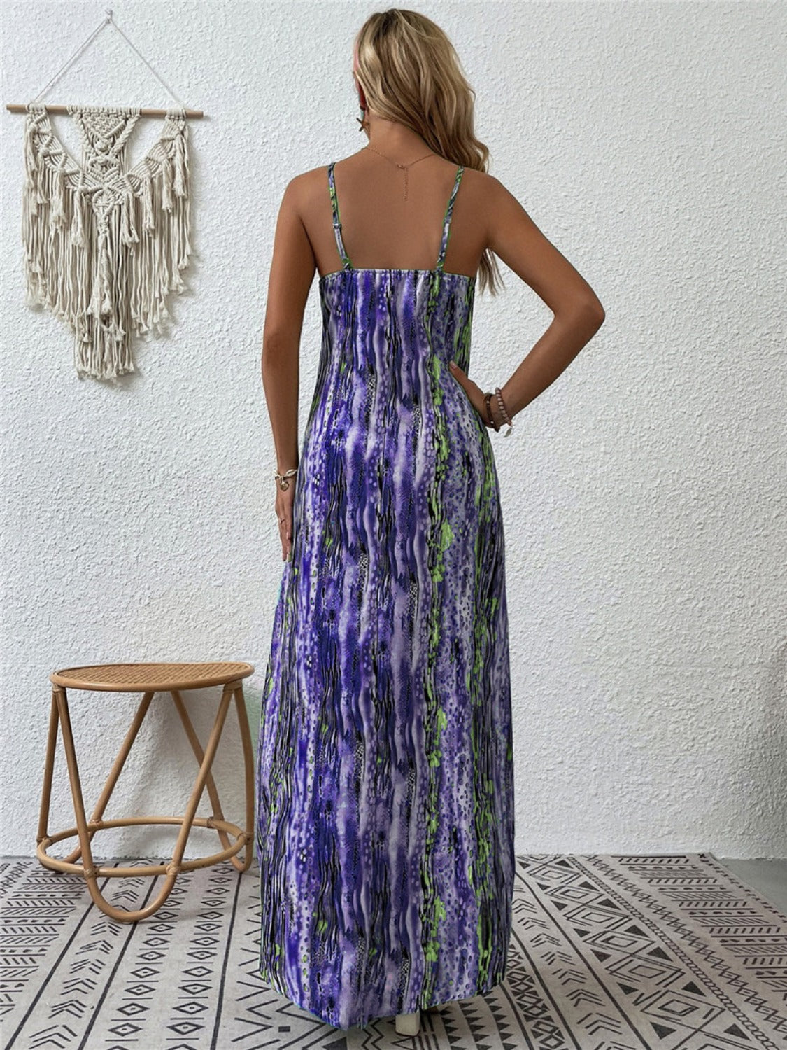 PREORDER- Full Size Printed Scoop Neck Maxi Cami Dress