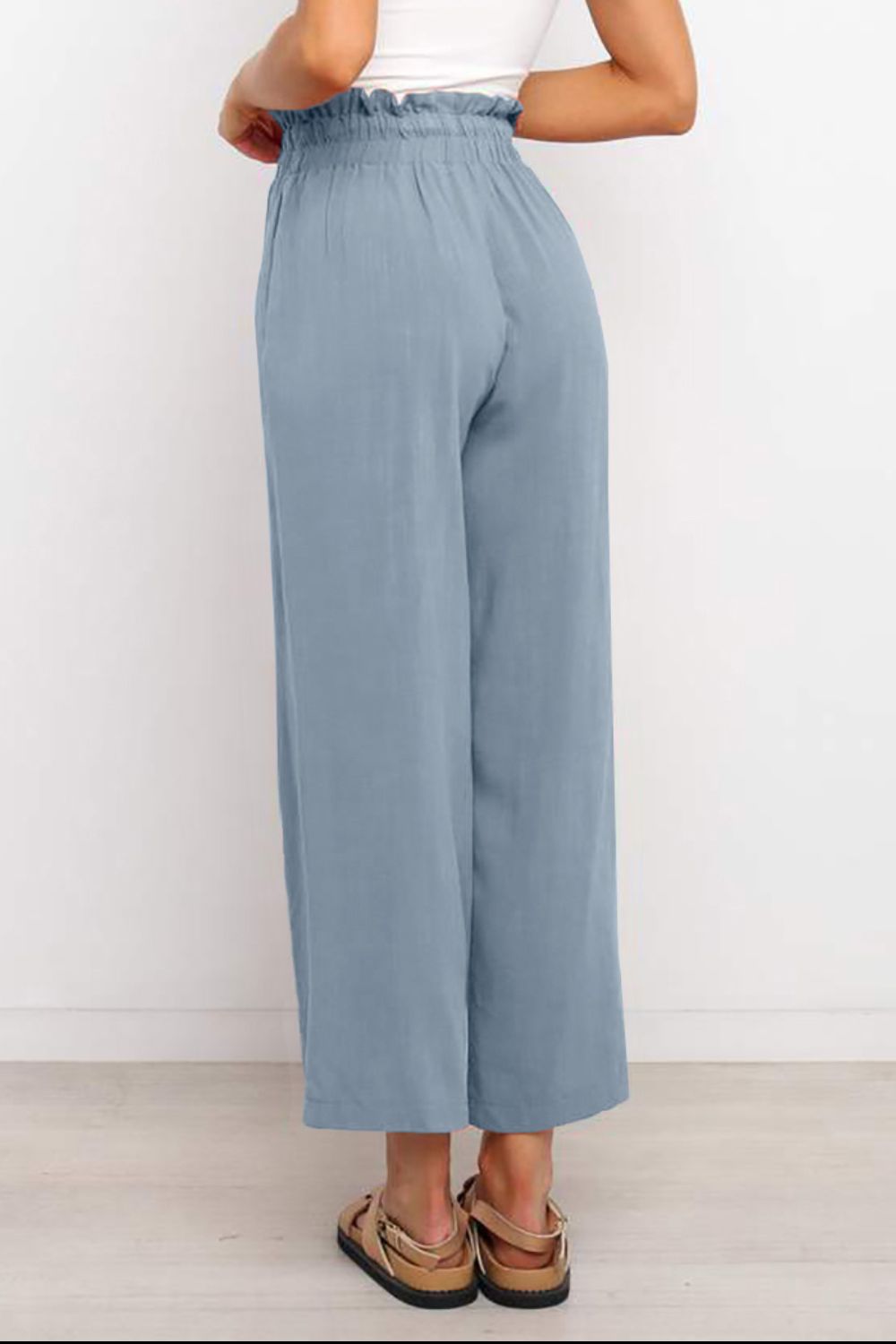 PREORDER- Drawstring Paperbag Waist Wide Leg Pants