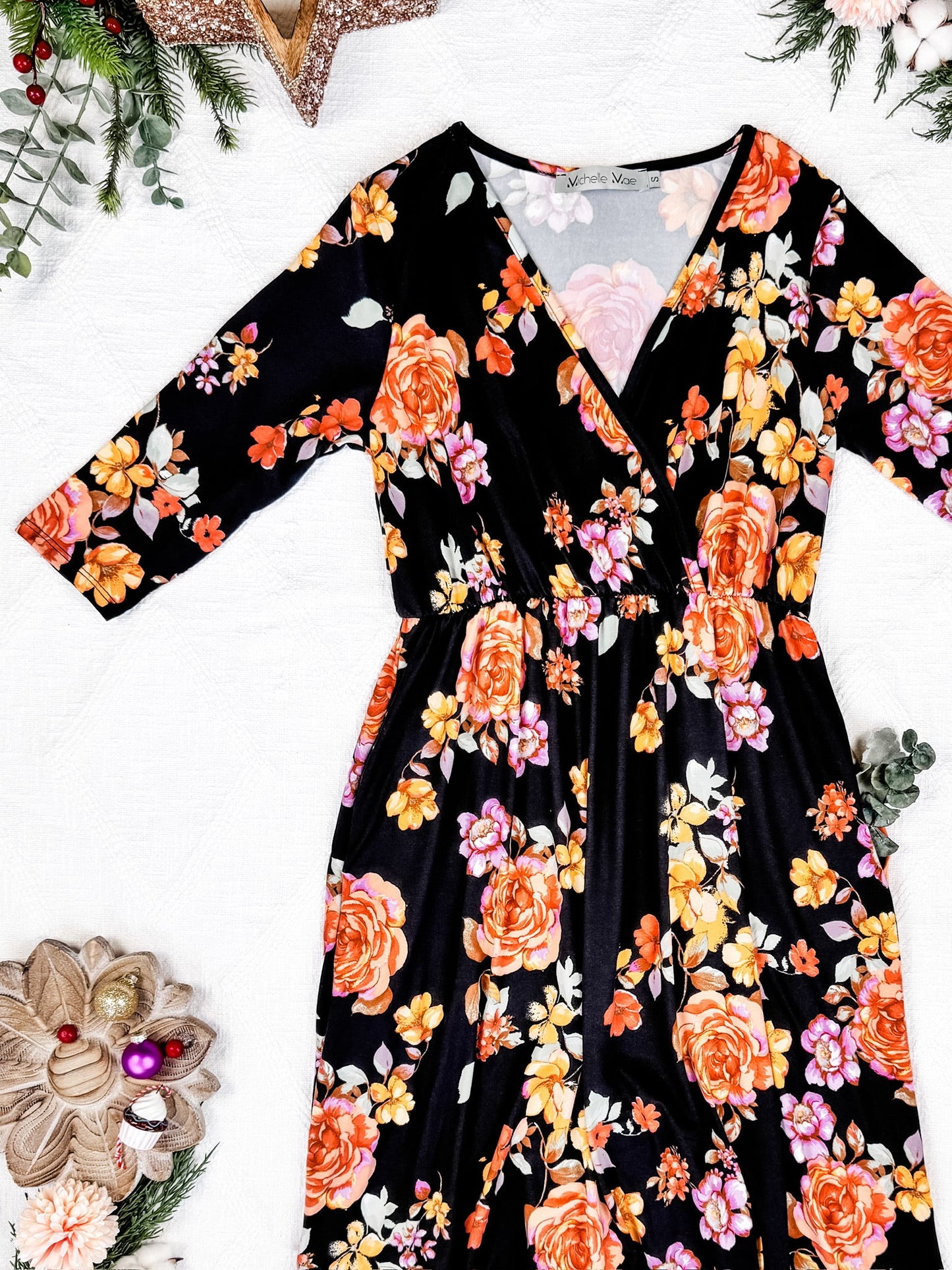 Michelle Mae Taylor Dress - Black Floral Mix