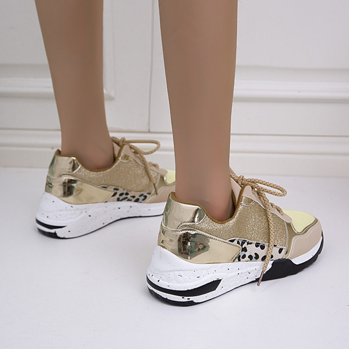 PREORDER- Lace-Up Round Toe Platform Sneakers