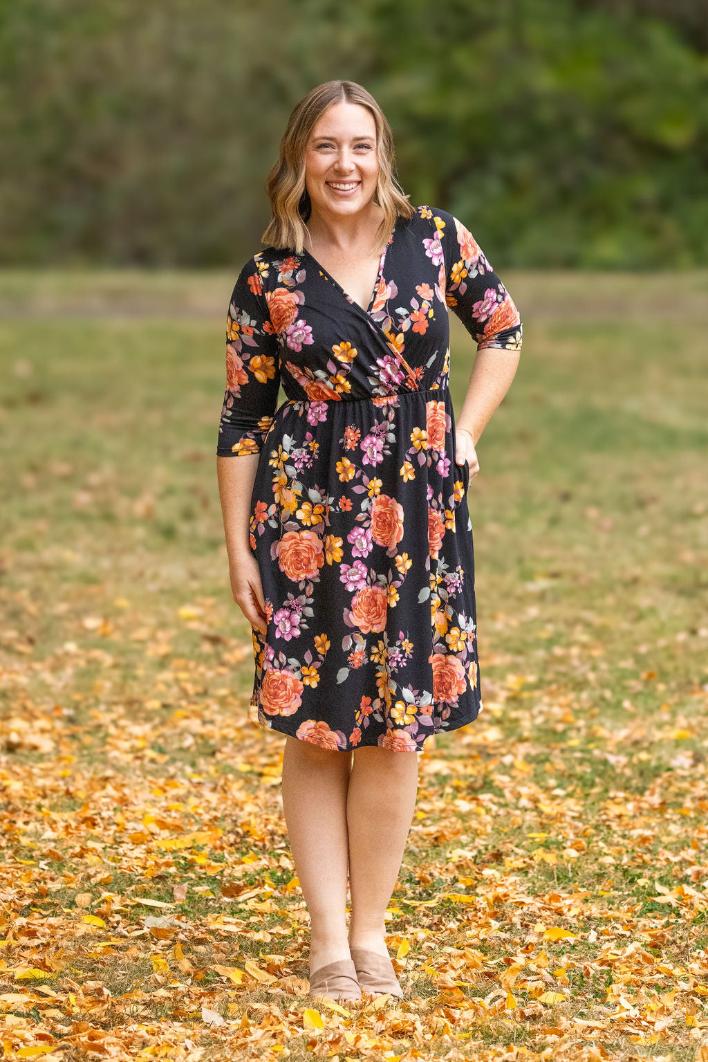 Michelle Mae Taylor Dress - Black Floral Mix