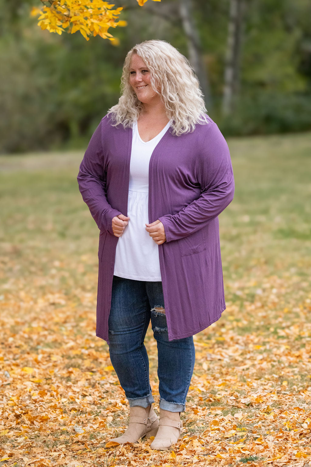 Michelle Mae Classic Cardigan - Purple