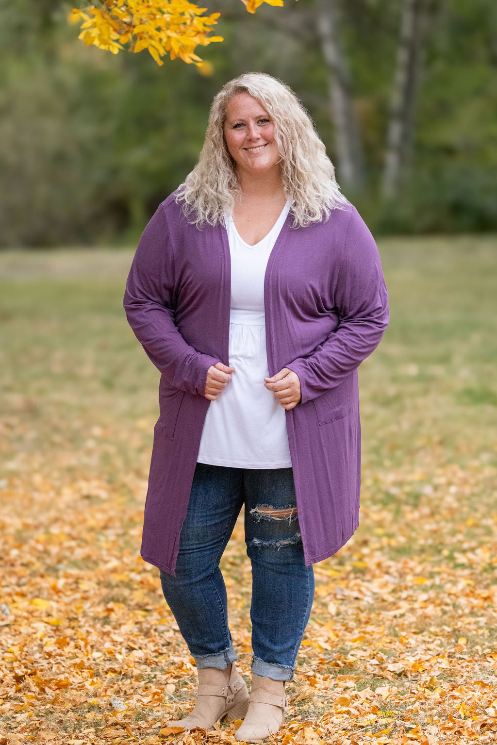 Michelle Mae Classic Cardigan - Purple