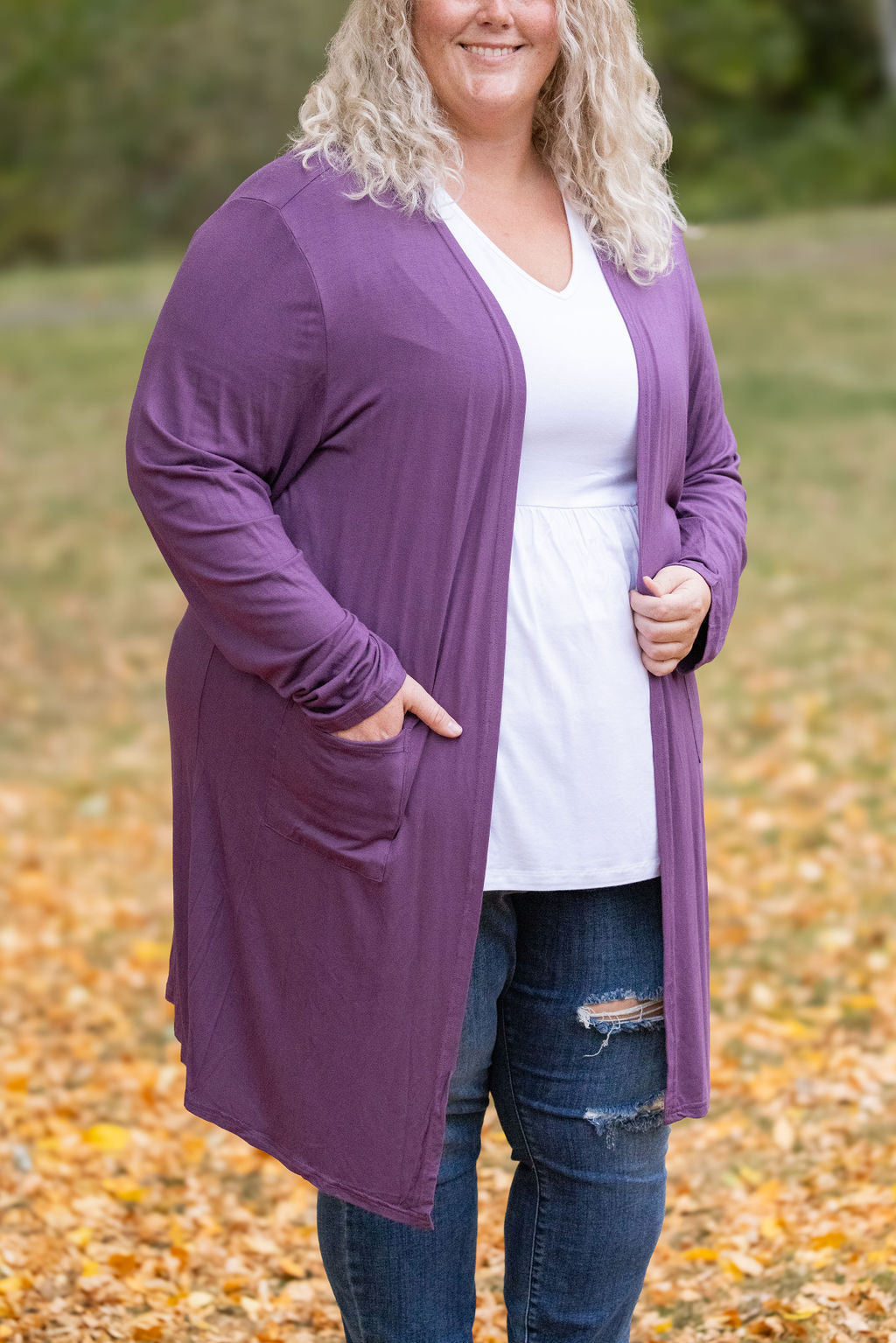 Michelle Mae Classic Cardigan - Purple