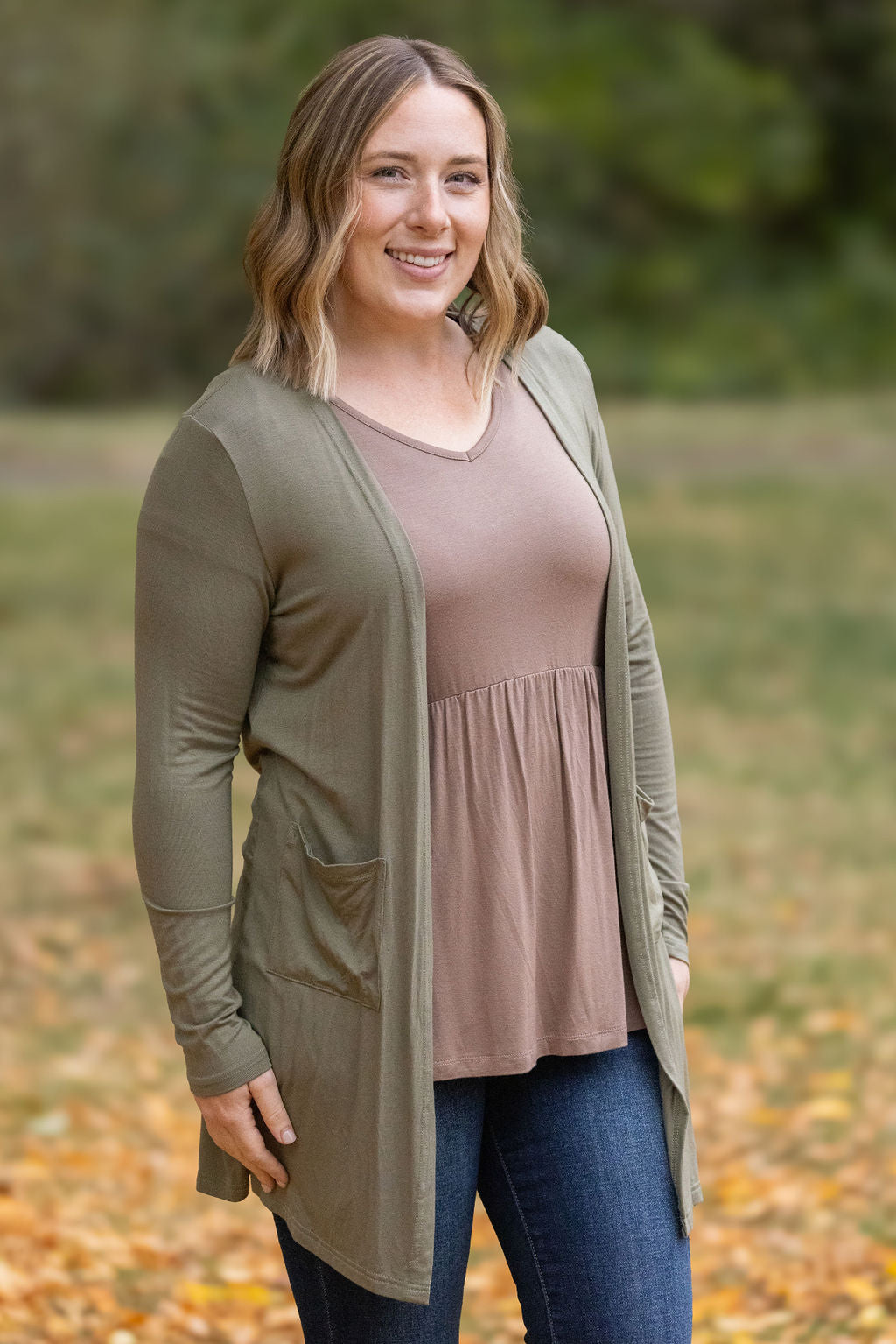 Michelle Mae Classic Cardigan - Olive