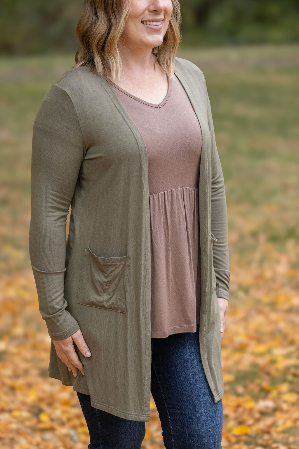 Michelle Mae Classic Cardigan - Olive