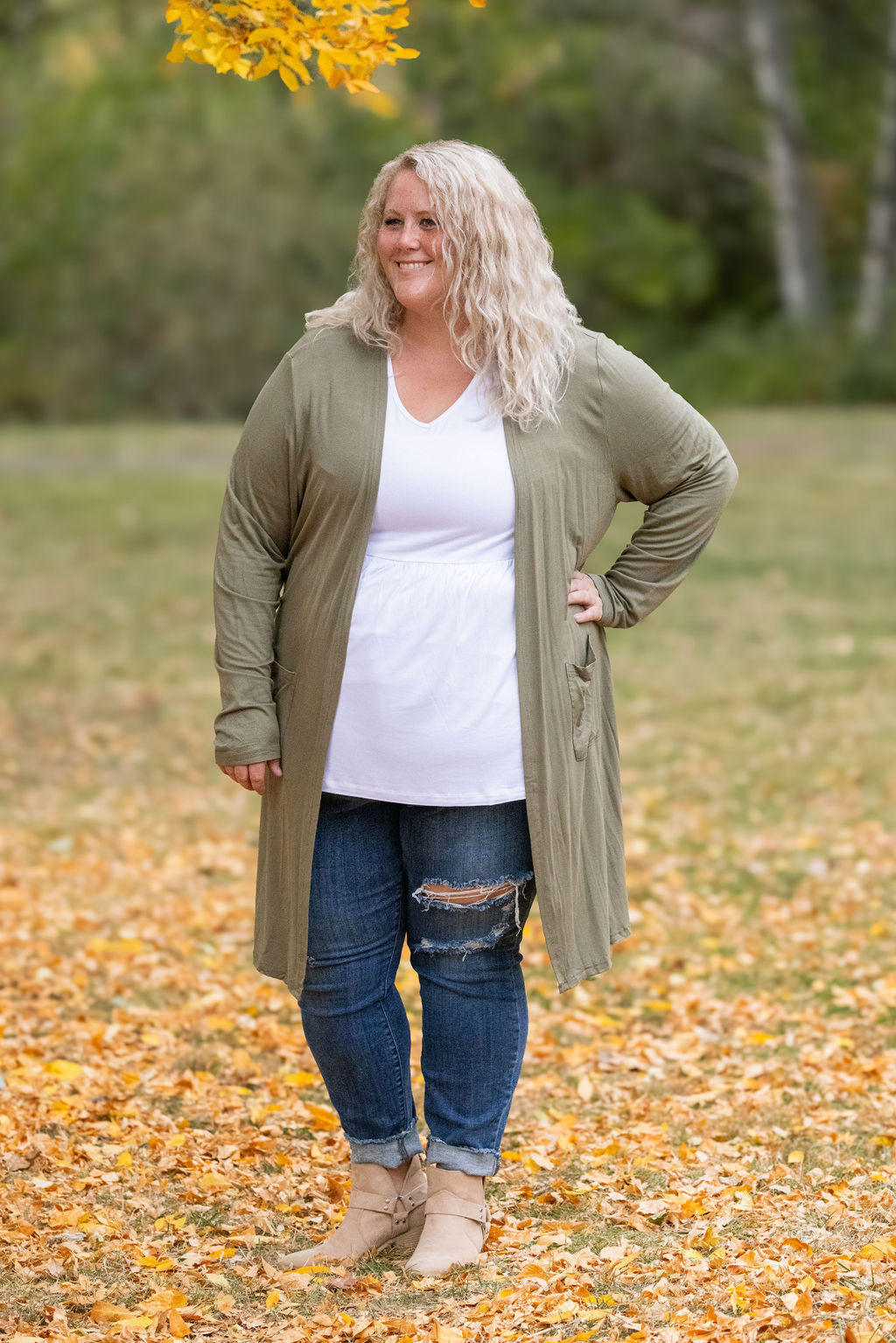 Michelle Mae Classic Cardigan - Olive