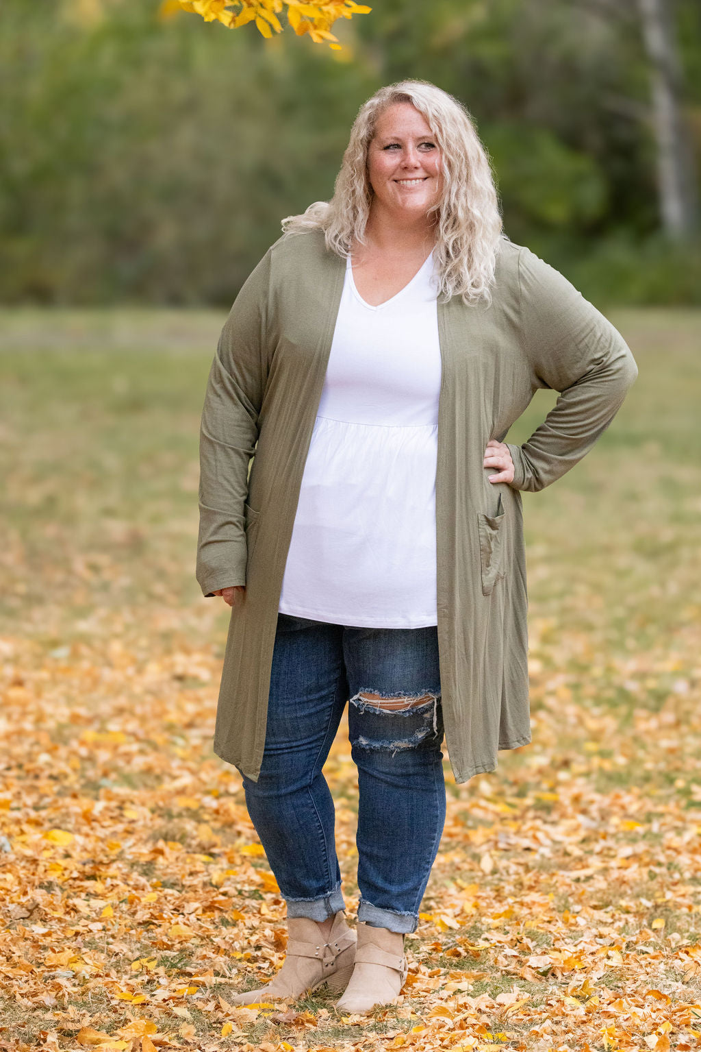 Michelle Mae Classic Cardigan - Olive