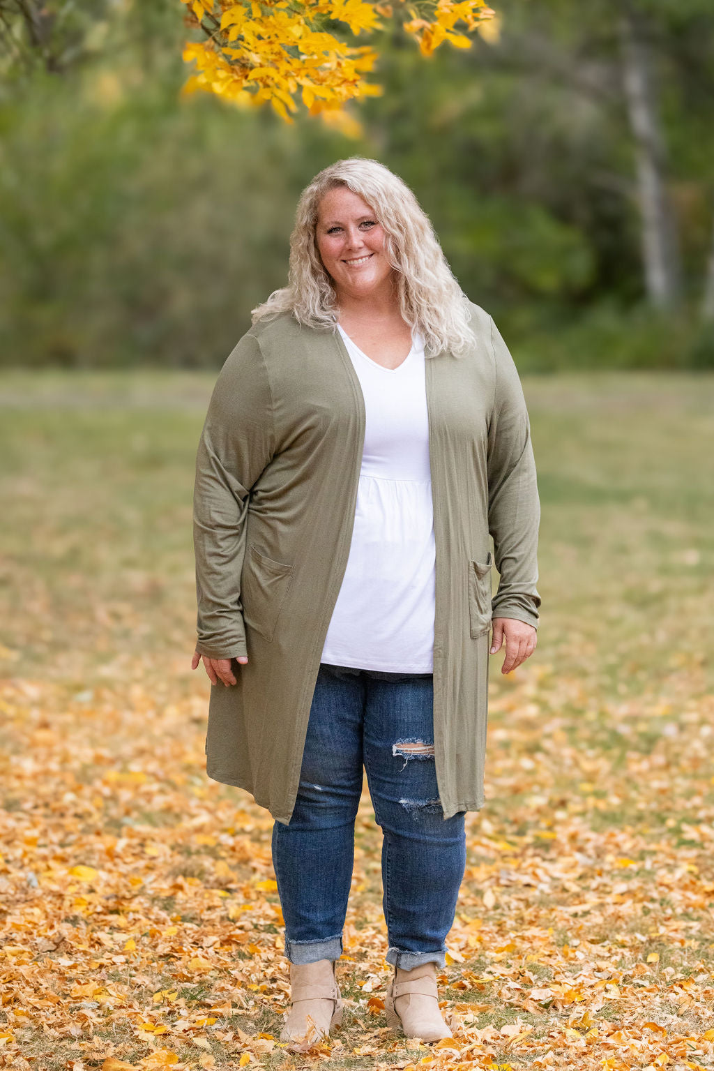 Michelle Mae Classic Cardigan - Olive