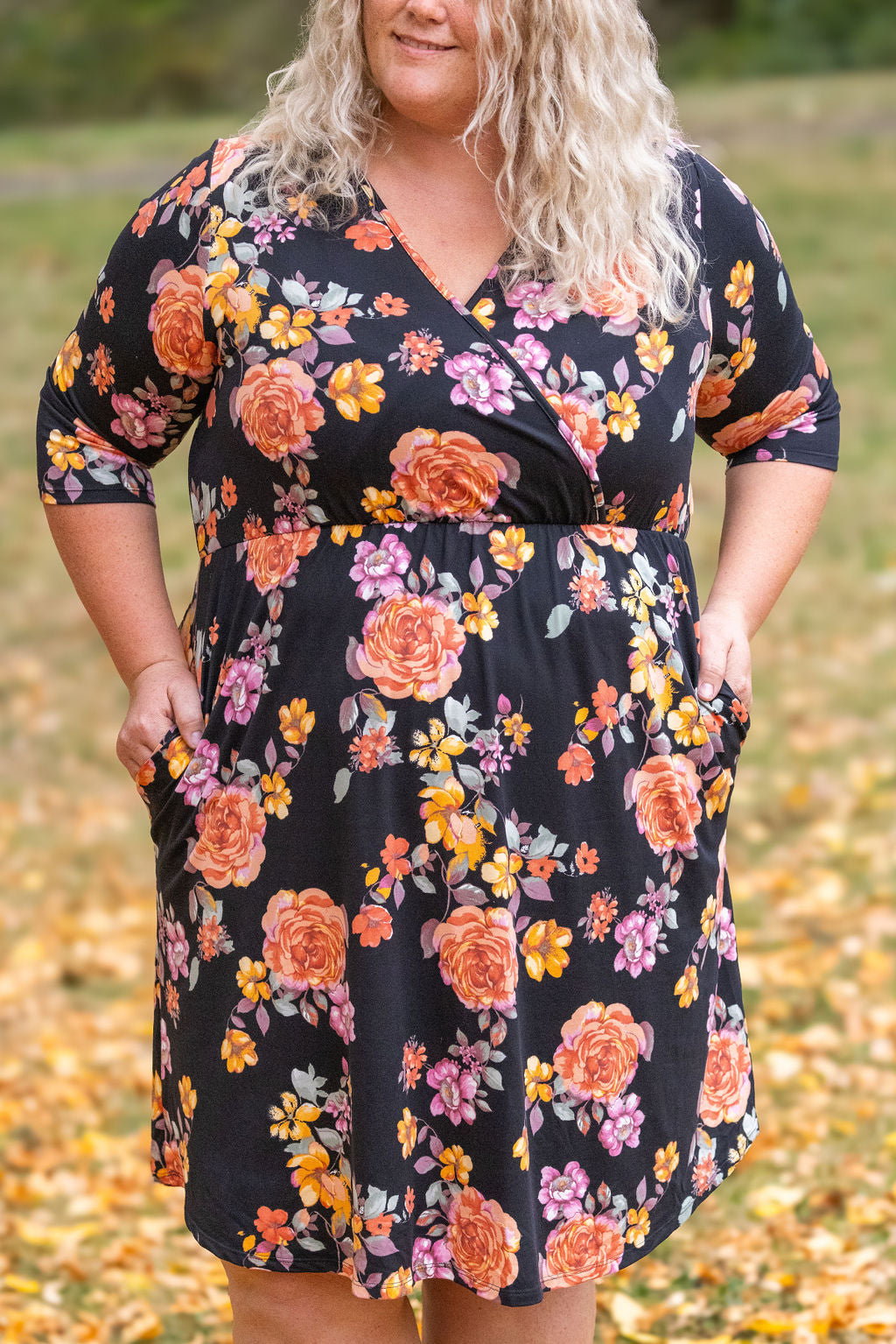 Michelle Mae Taylor Dress - Black Floral Mix