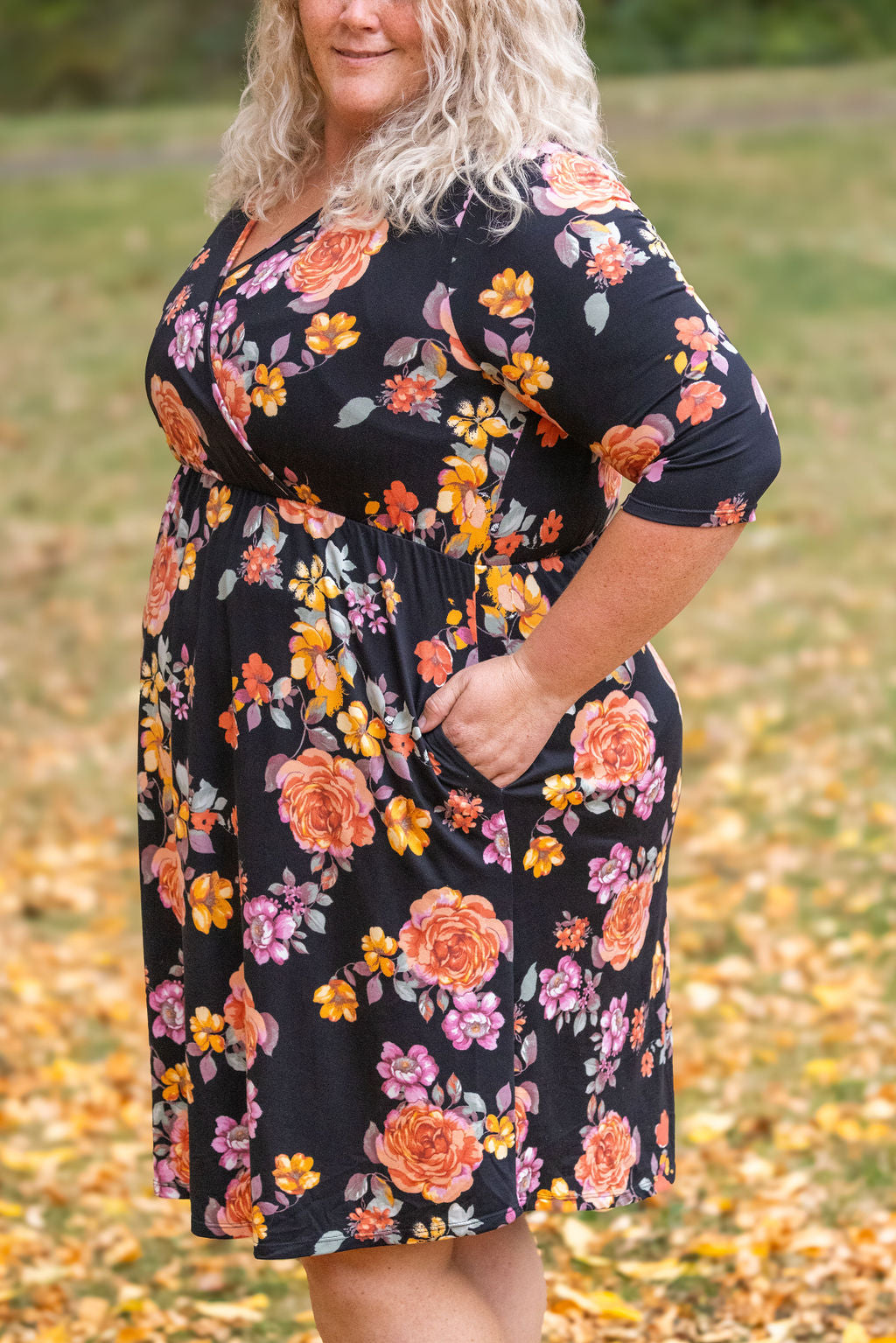 Michelle Mae Taylor Dress - Black Floral Mix