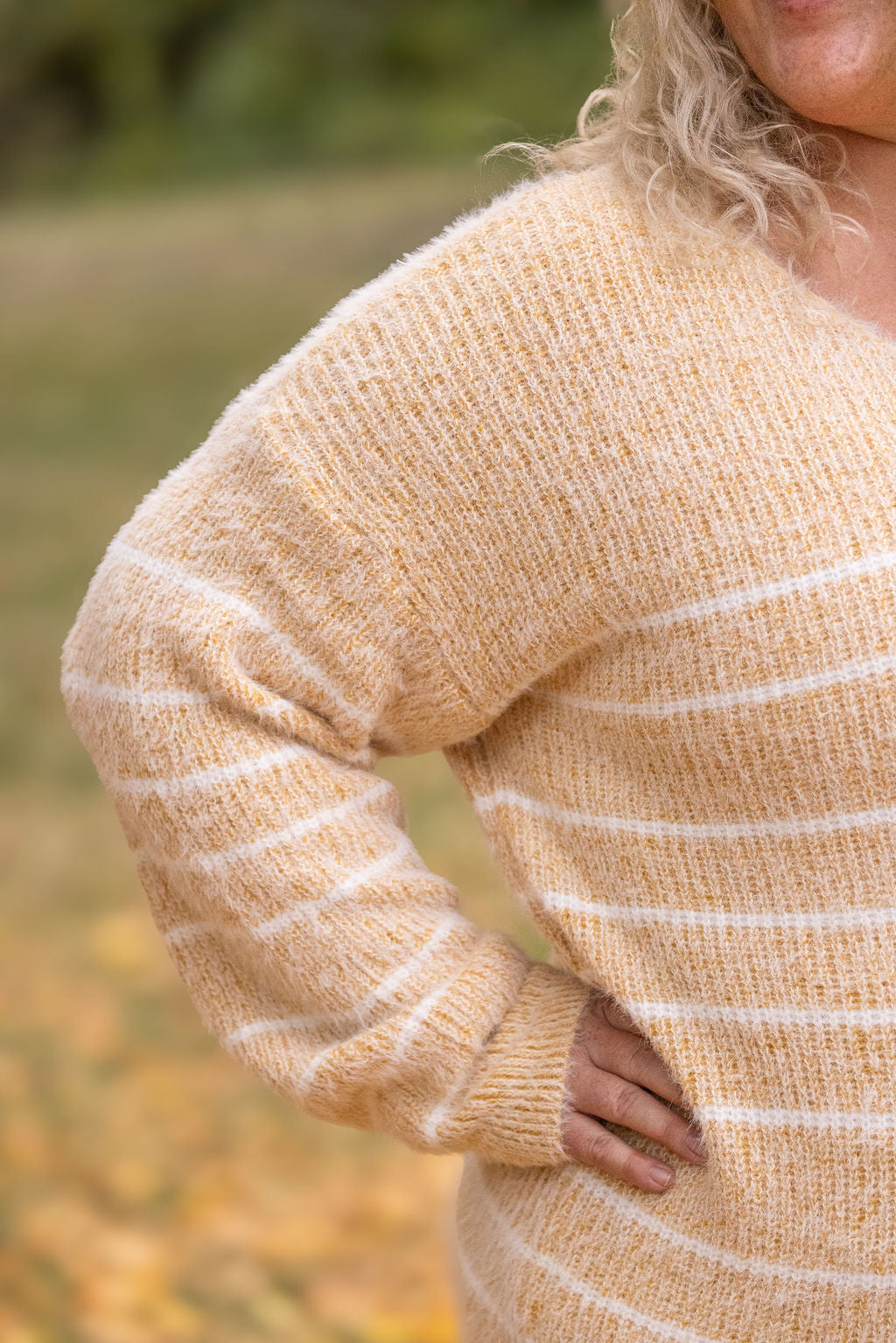 Michelle Mae Cozy Striped Sweater - Mustard