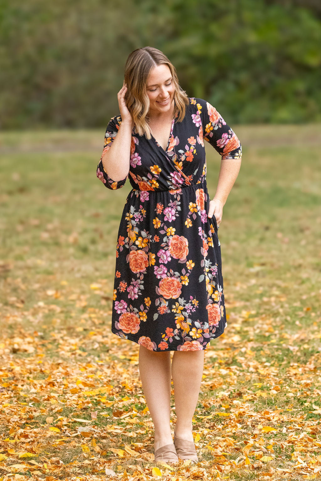 Michelle Mae Taylor Dress - Black Floral Mix