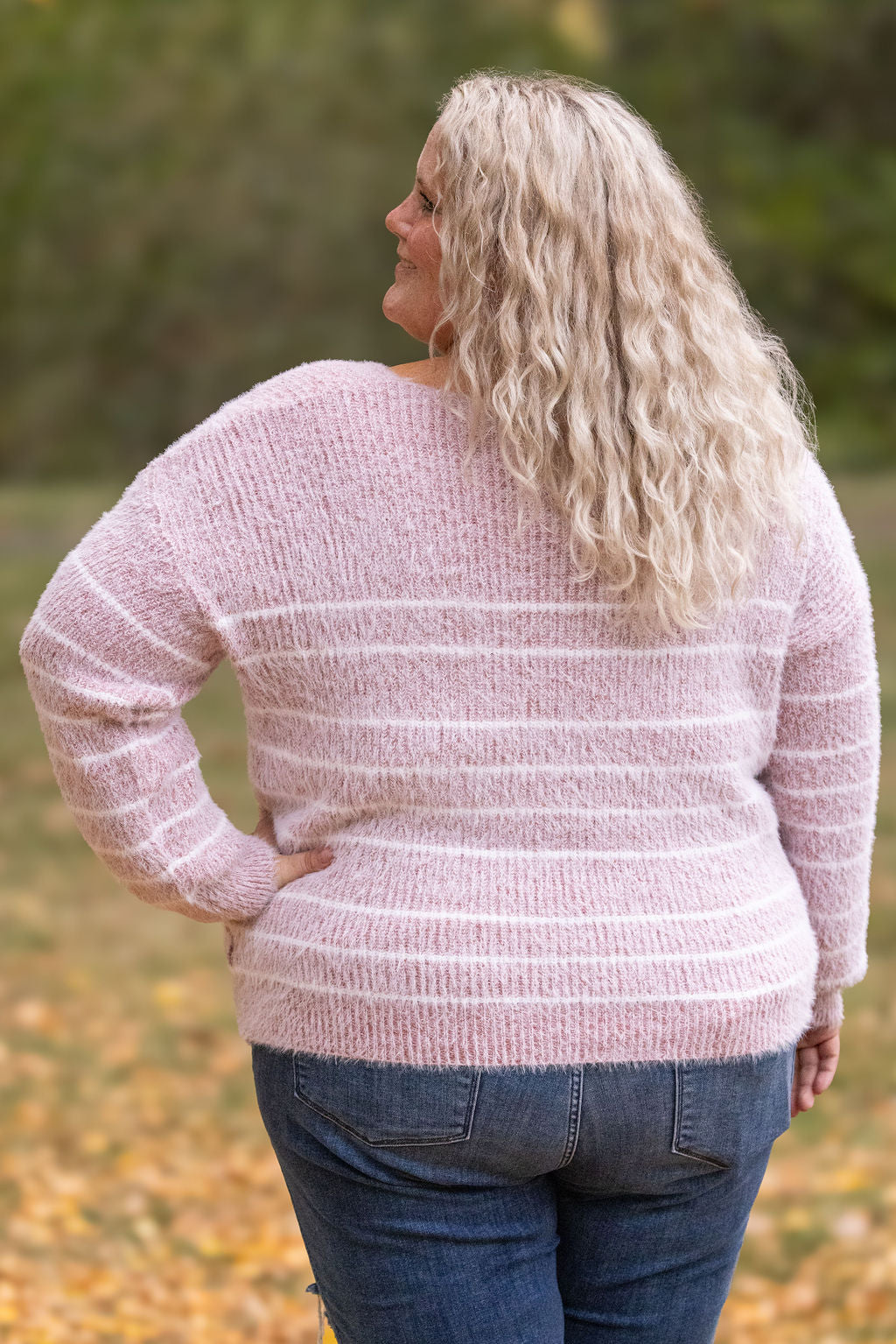 Michelle Mae Cozy Striped Sweater - Mauve