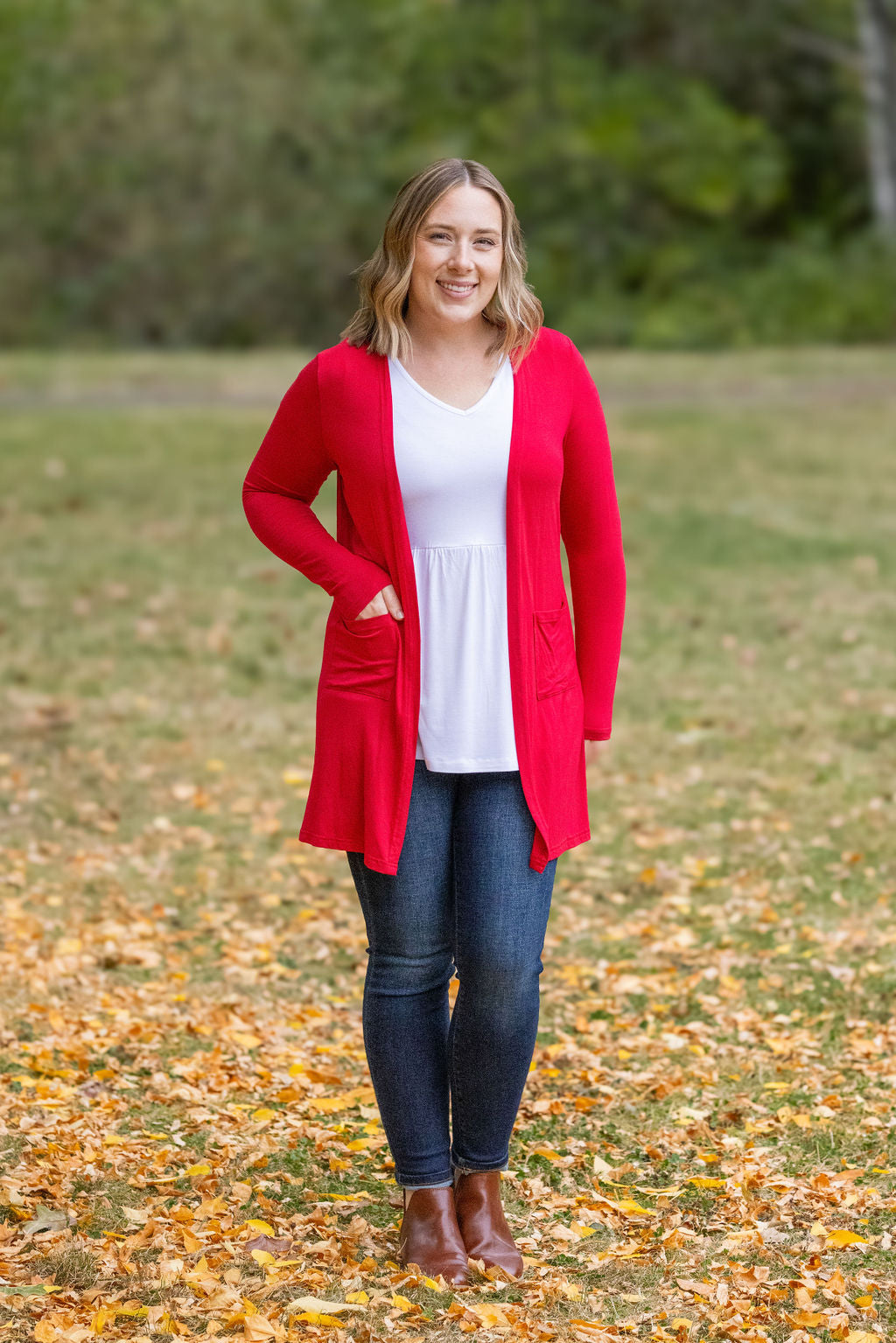 Michelle Mae Classic Cardigan - Red