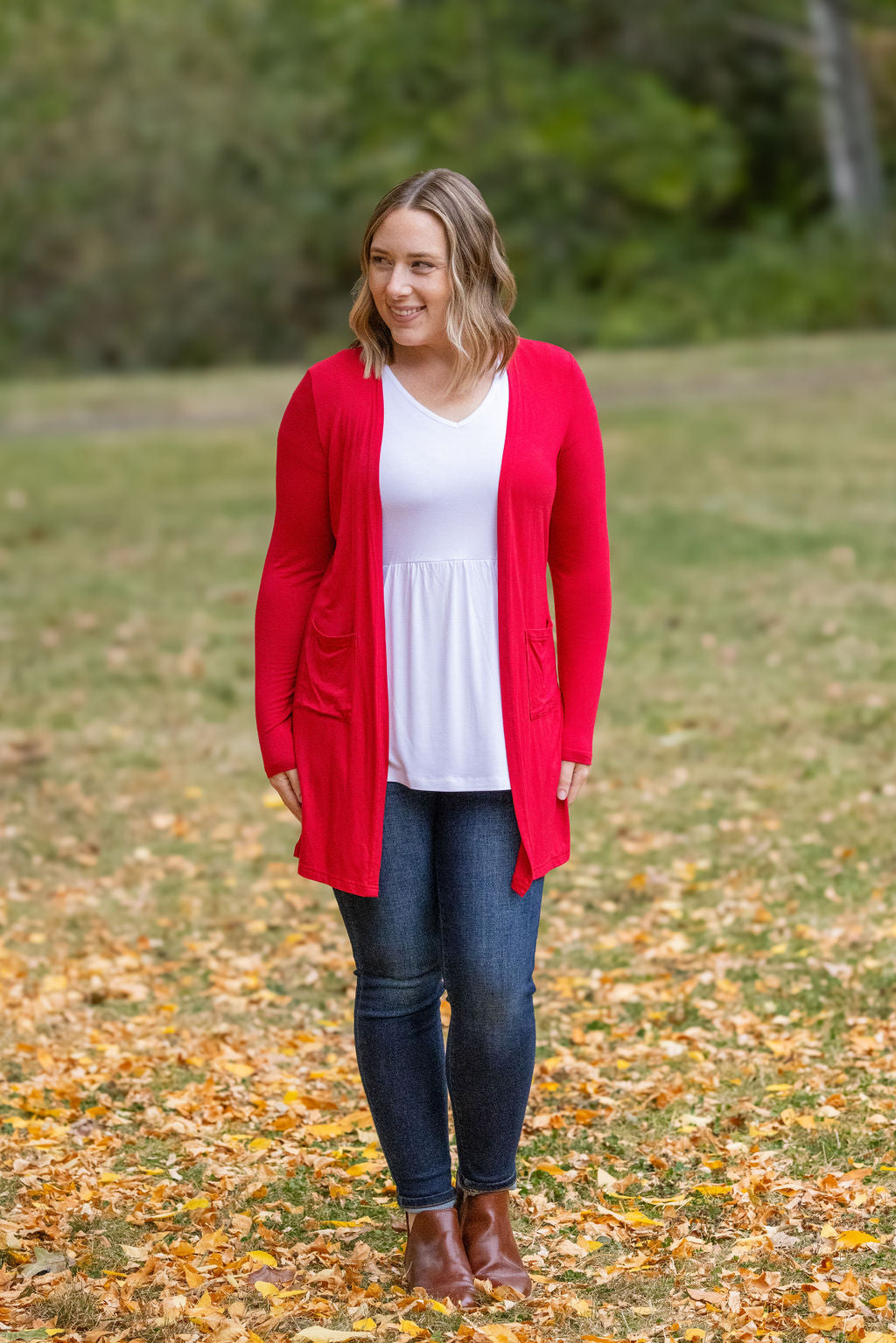 Michelle Mae Classic Cardigan - Red