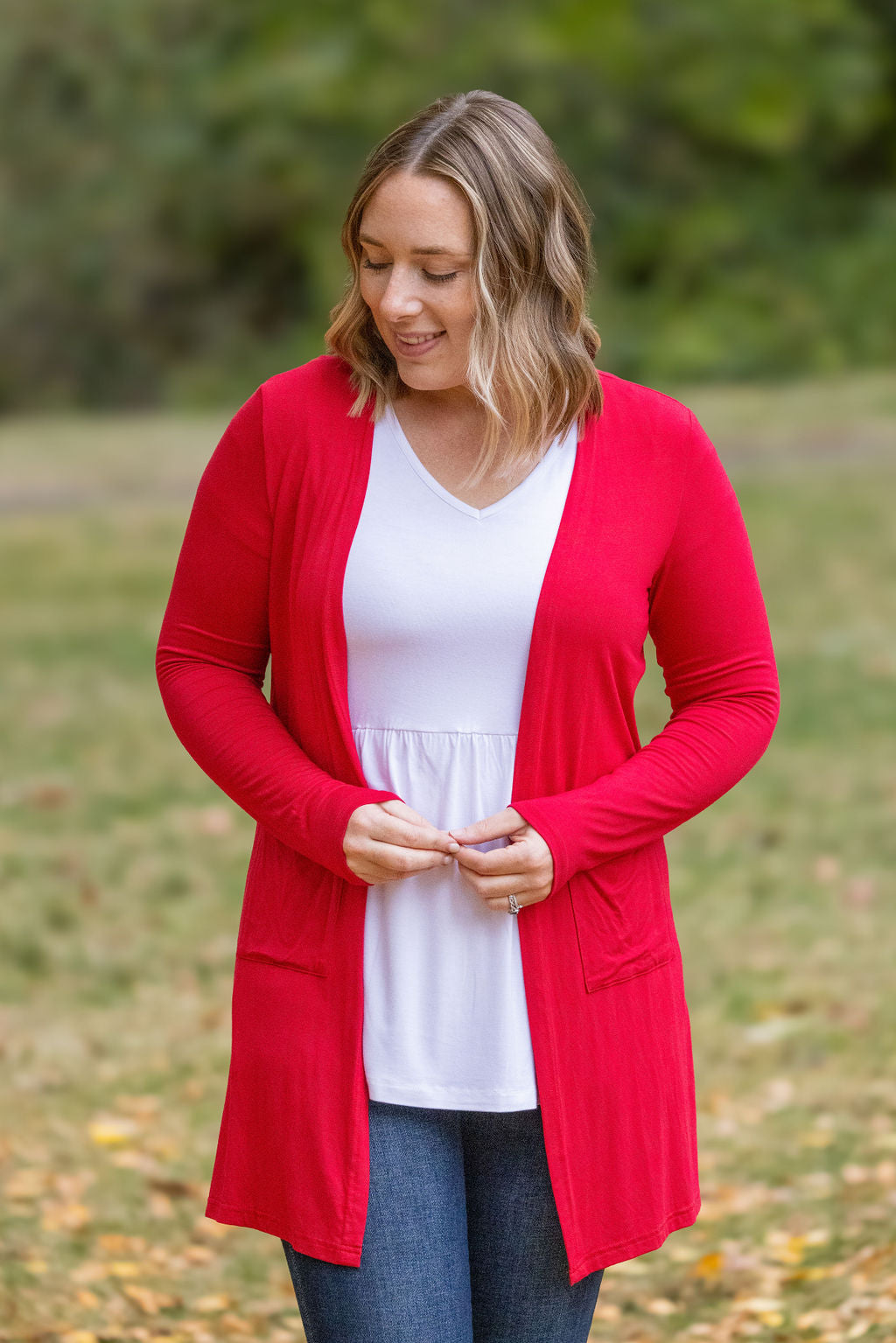 Michelle Mae Classic Cardigan - Red