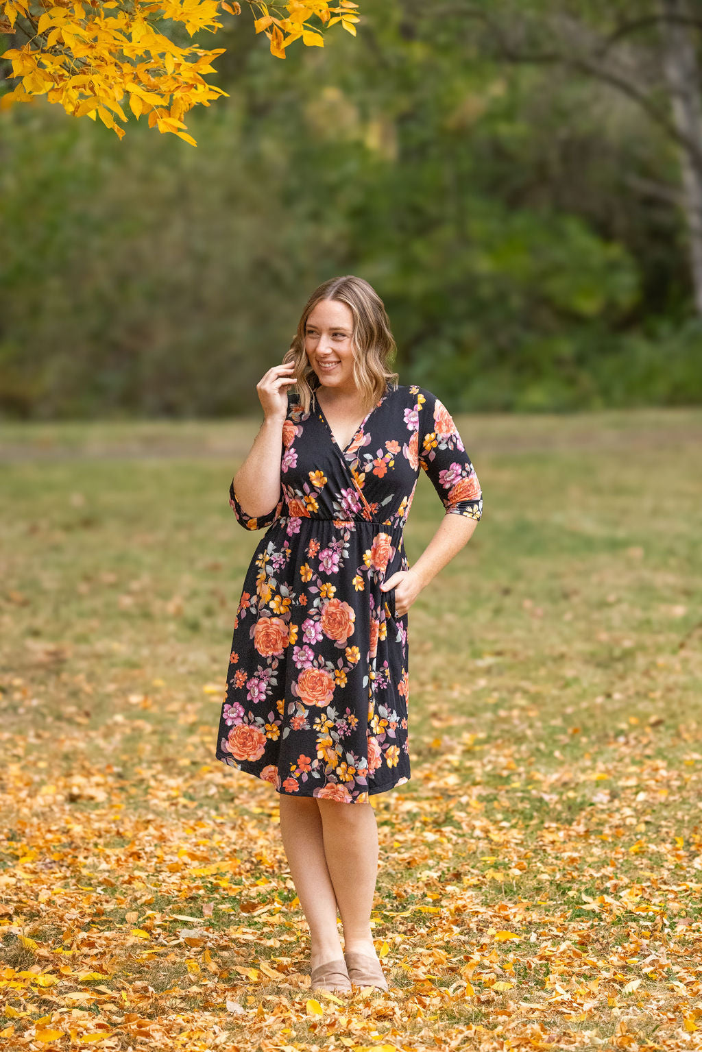 Michelle Mae Taylor Dress - Black Floral Mix