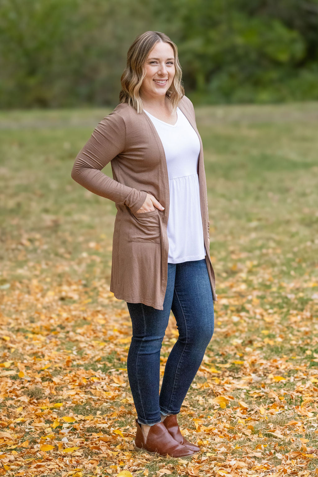 Michelle Mae Classic Cardigan - Mocha