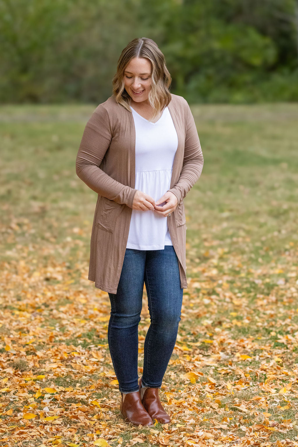 Michelle Mae Classic Cardigan - Mocha