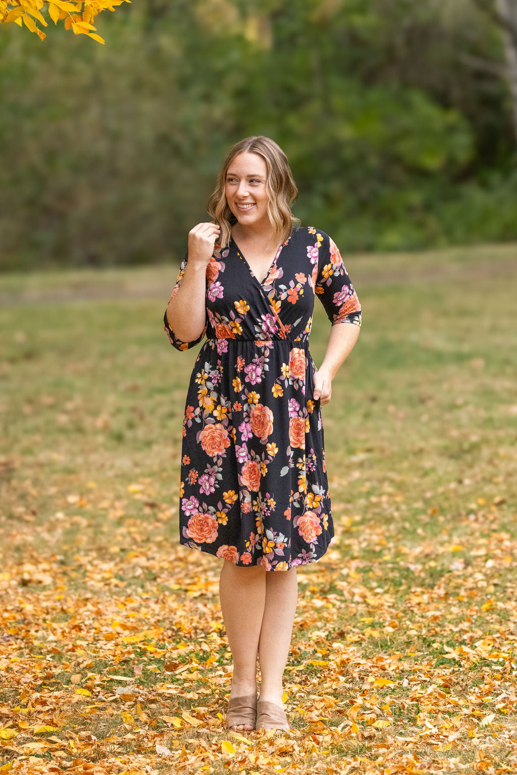 Michelle Mae Taylor Dress - Black Floral Mix