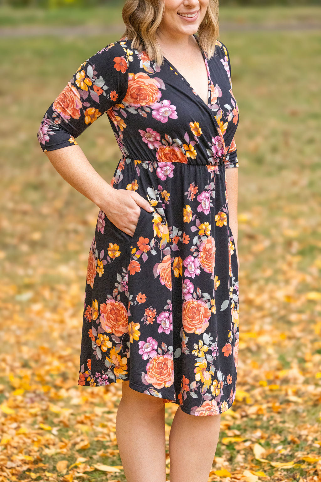 Michelle Mae Taylor Dress - Black Floral Mix