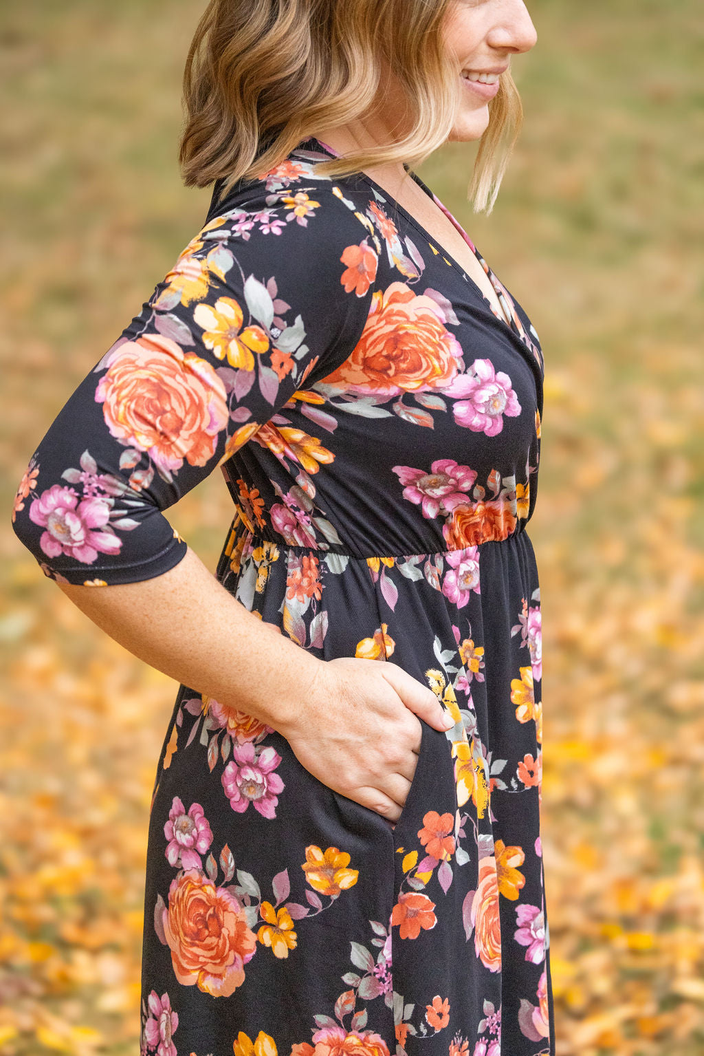 Michelle Mae Taylor Dress - Black Floral Mix