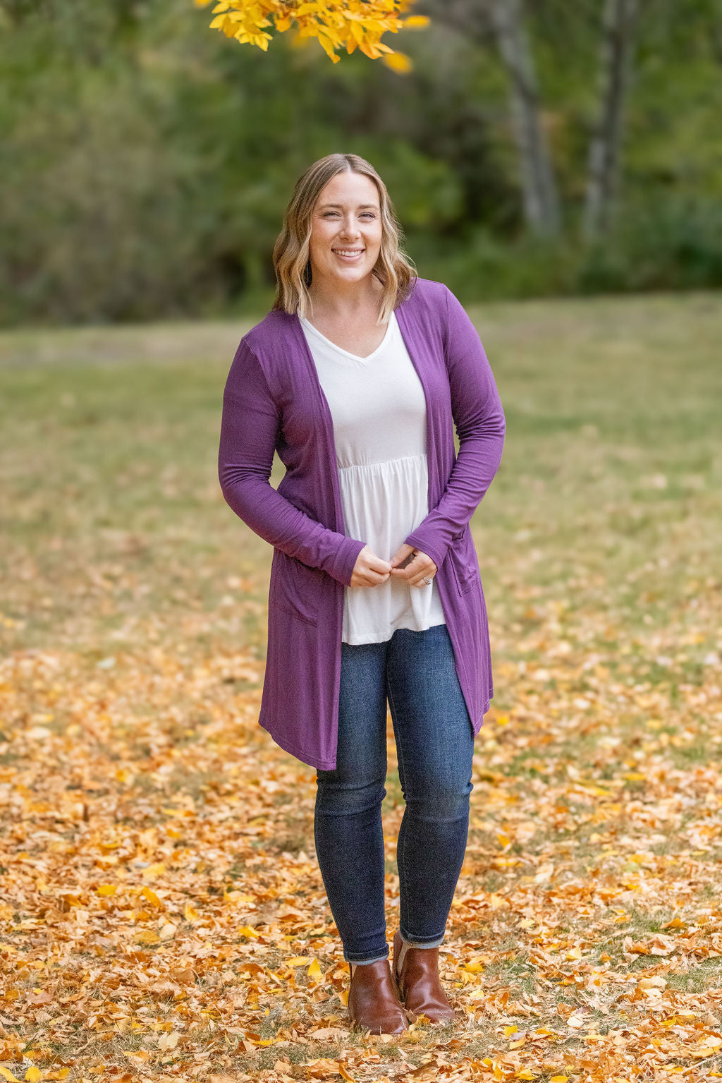 Michelle Mae Classic Cardigan - Purple