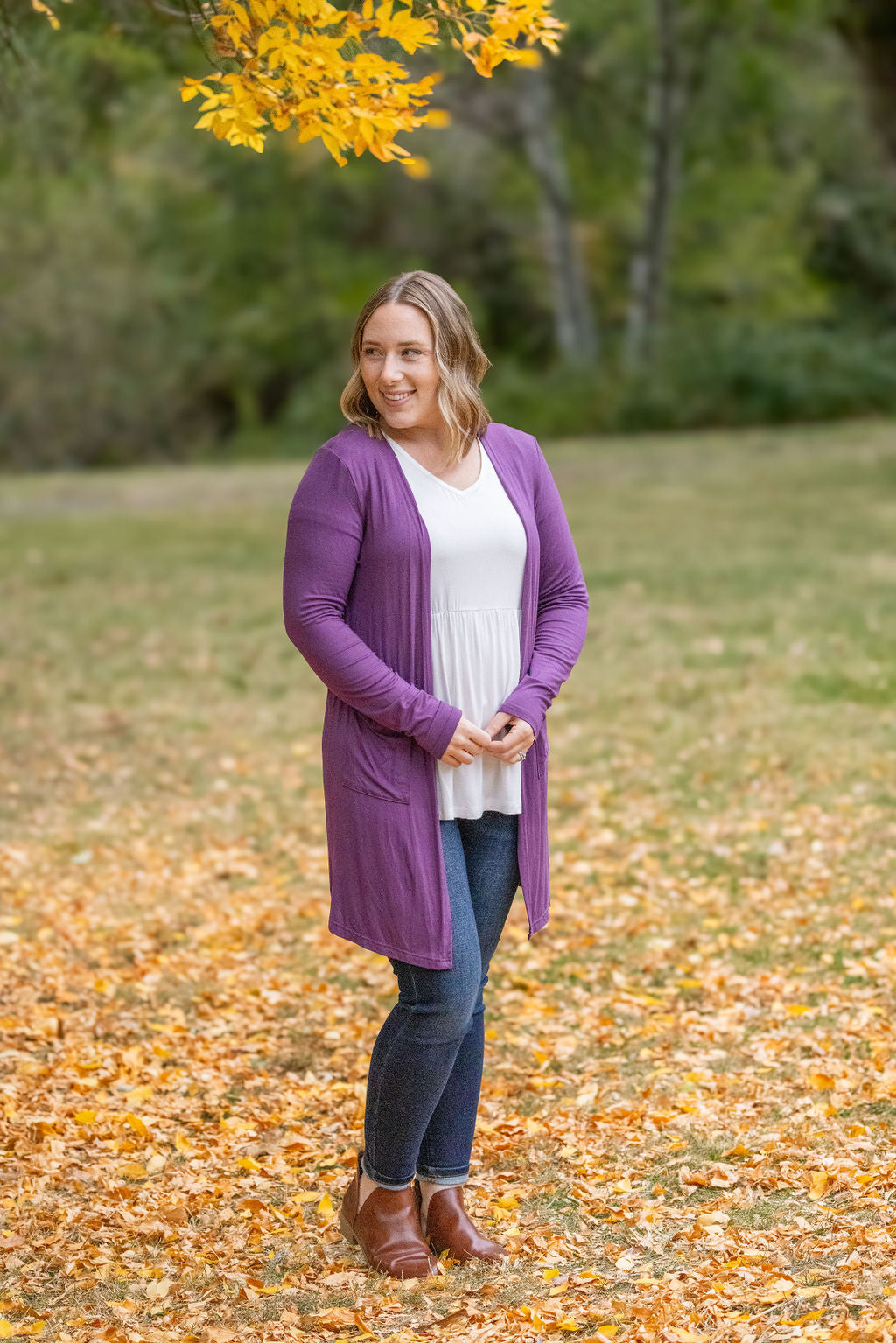 Michelle Mae Classic Cardigan - Purple