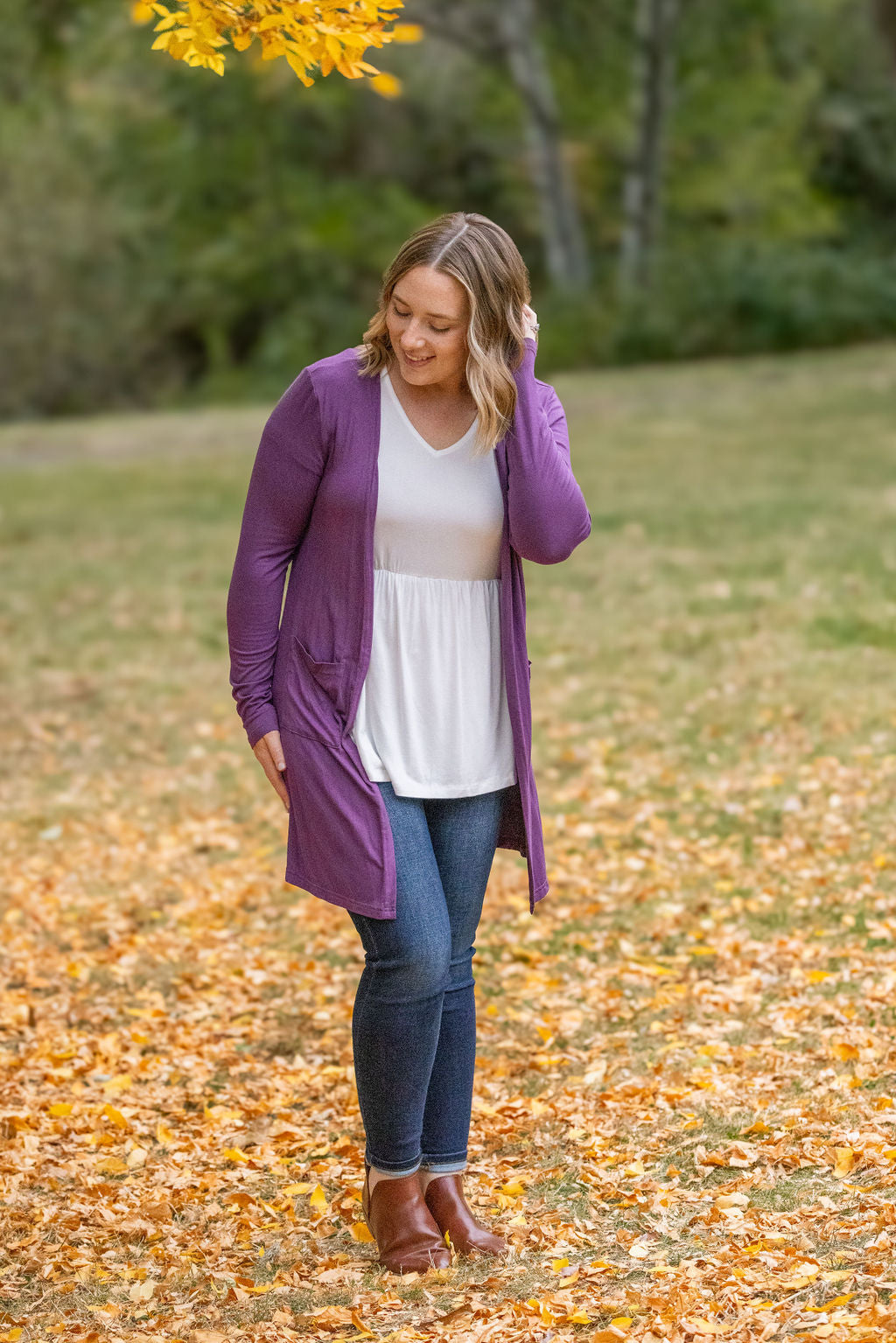 Michelle Mae Classic Cardigan - Purple