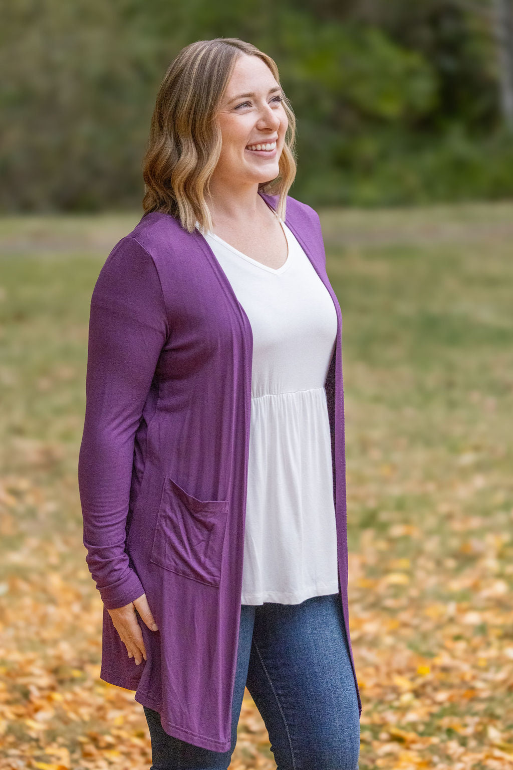 Michelle Mae Classic Cardigan - Purple