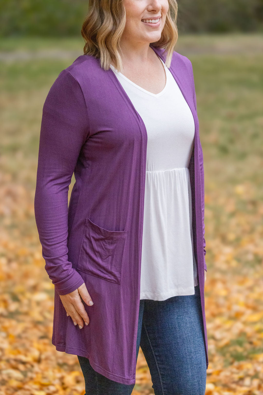 Michelle Mae Classic Cardigan - Purple