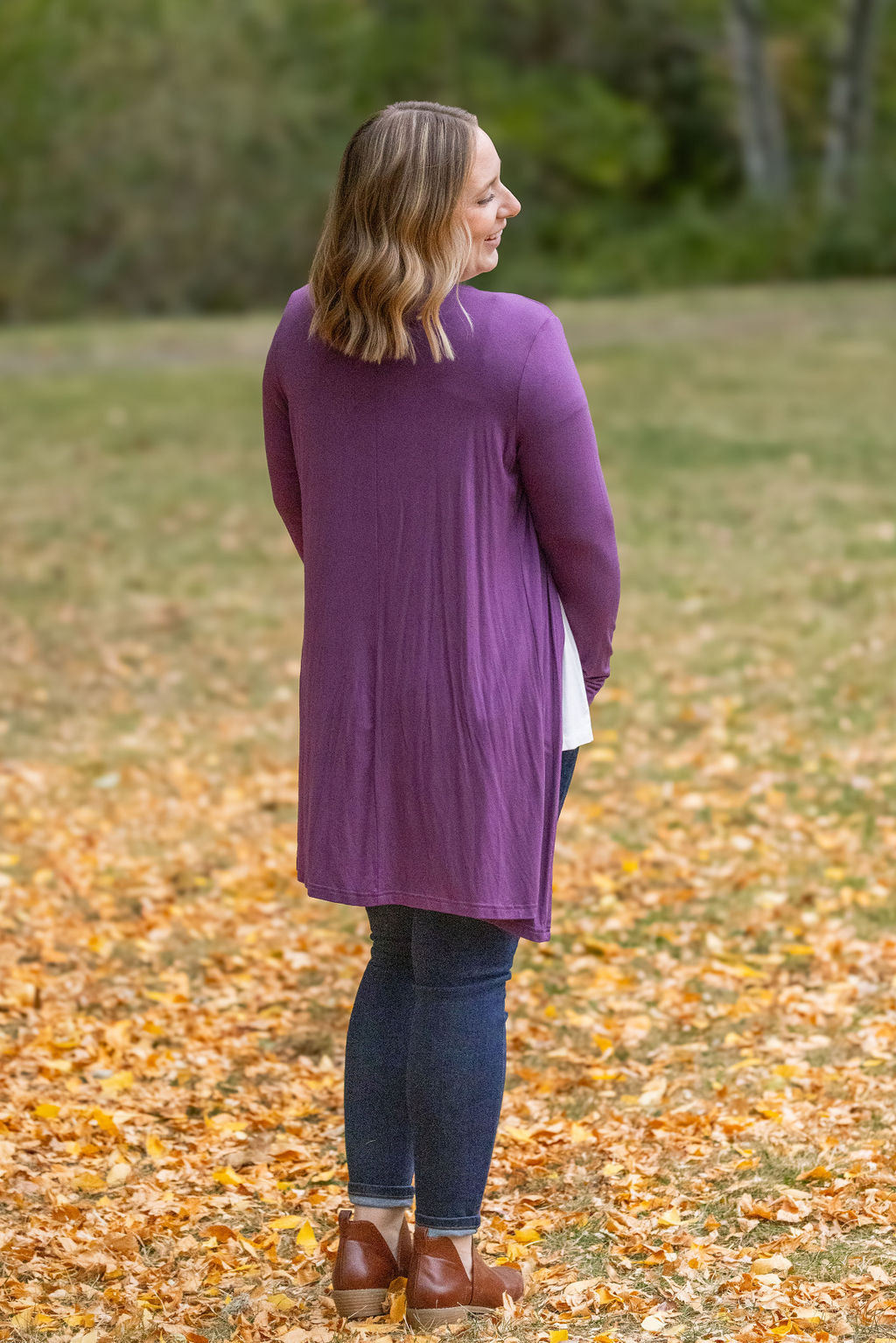 Michelle Mae Classic Cardigan - Purple