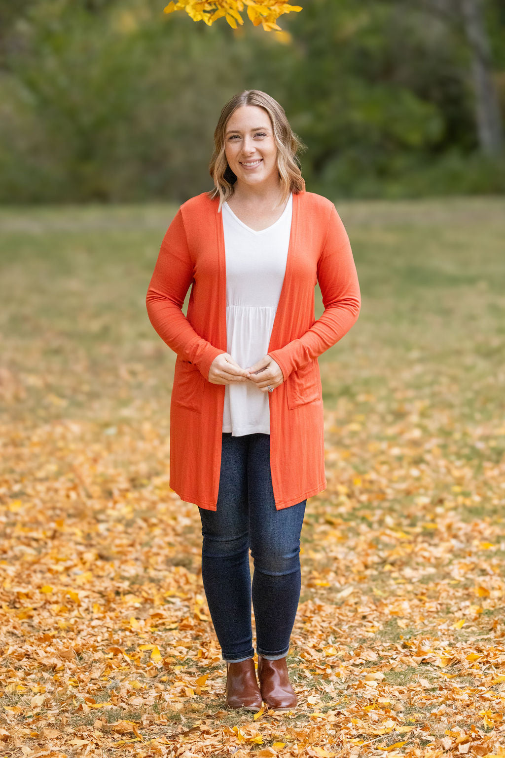 Michelle Mae Classic Cardigan - Pumpkin