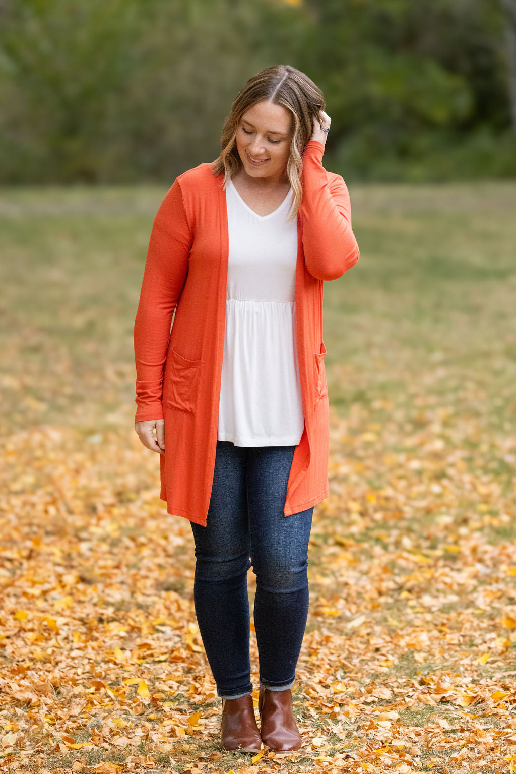 Michelle Mae Classic Cardigan - Pumpkin