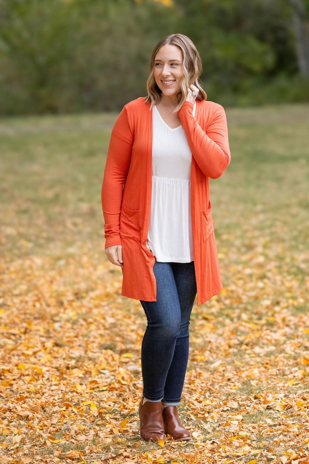 Michelle Mae Classic Cardigan - Pumpkin