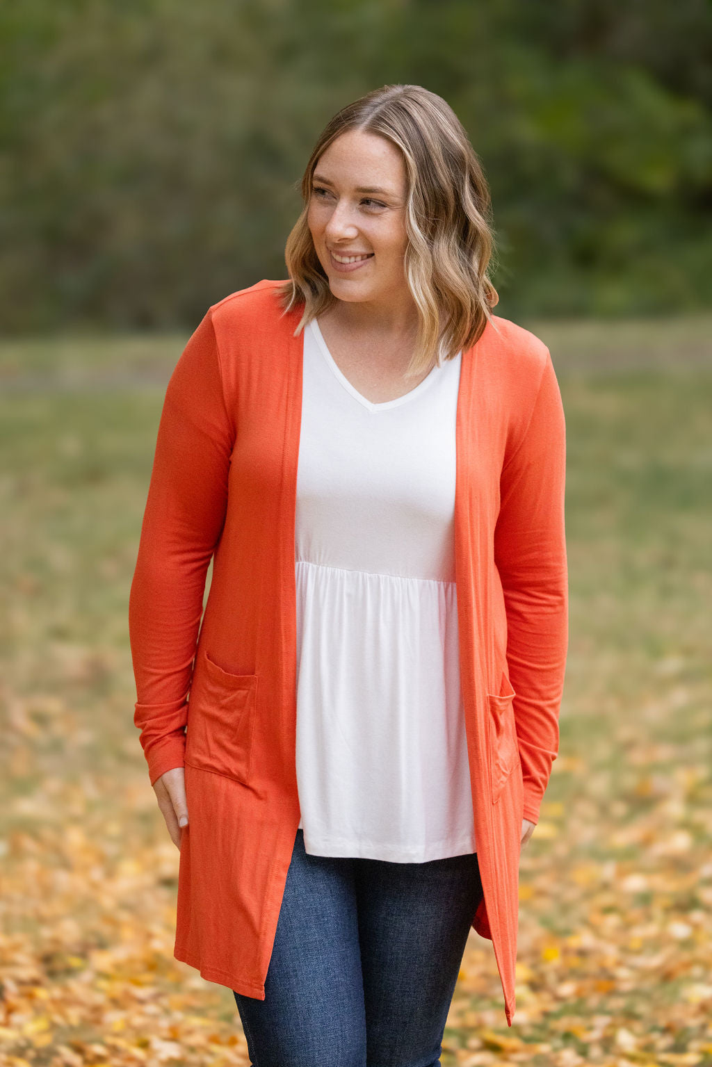 Michelle Mae Classic Cardigan - Pumpkin