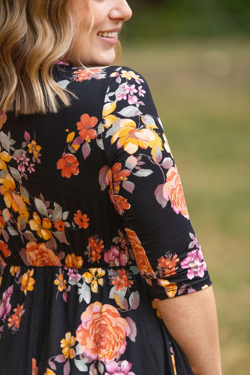 Michelle Mae Taylor Dress - Black Floral Mix