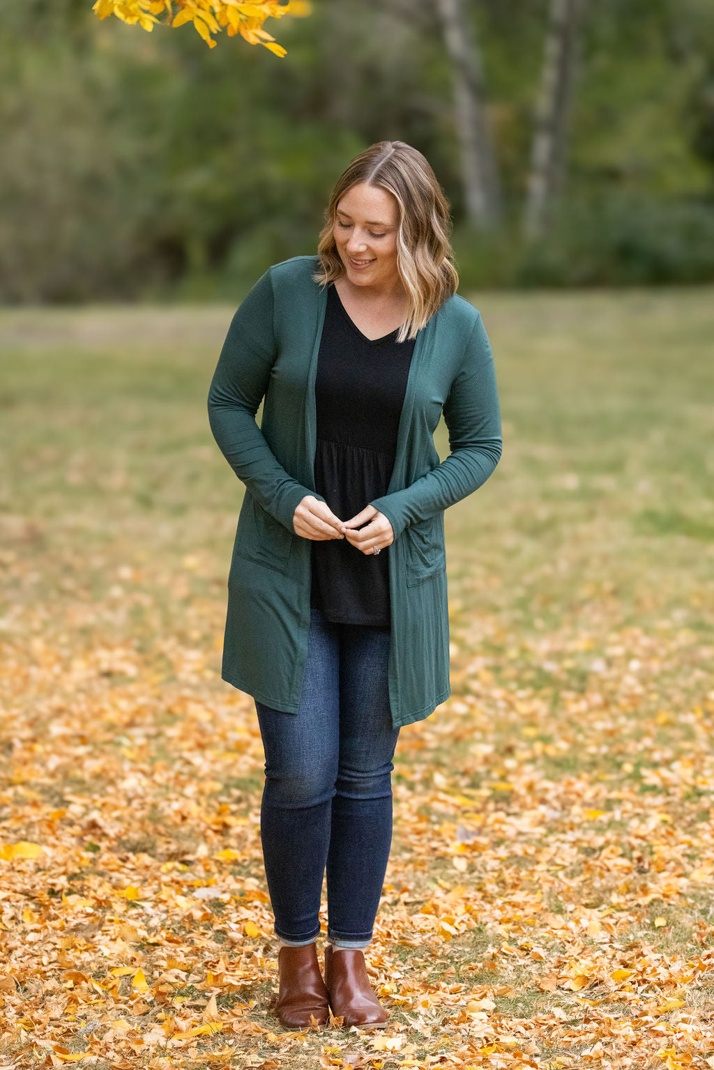 Michelle Mae Classic Cardigan - Evergreen