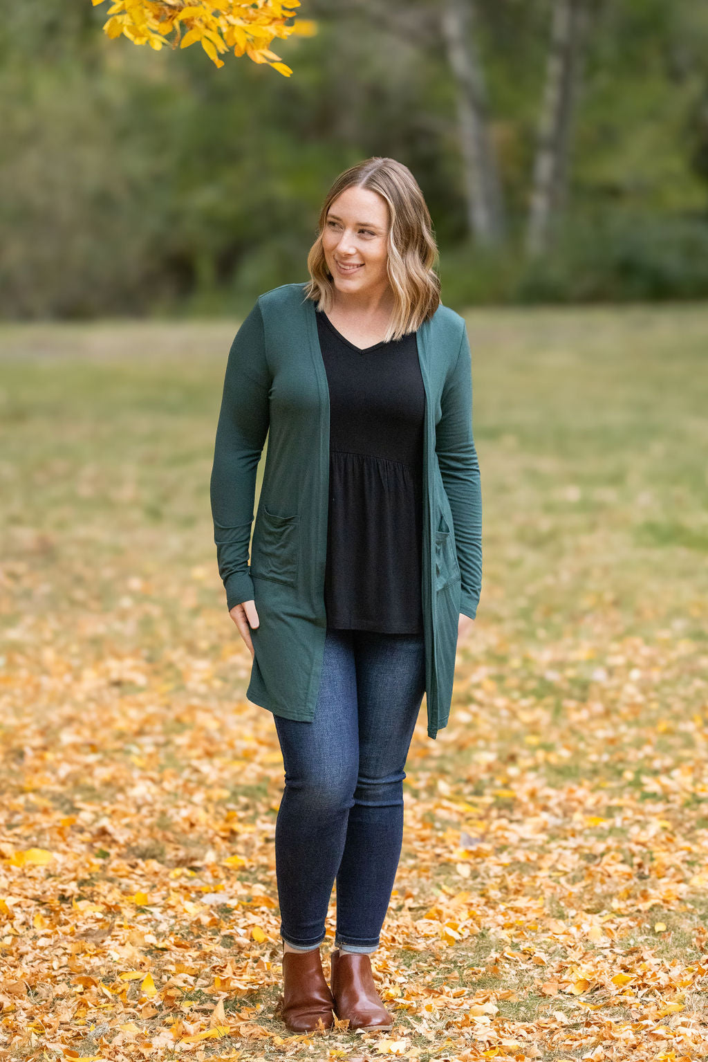 Michelle Mae Classic Cardigan - Evergreen