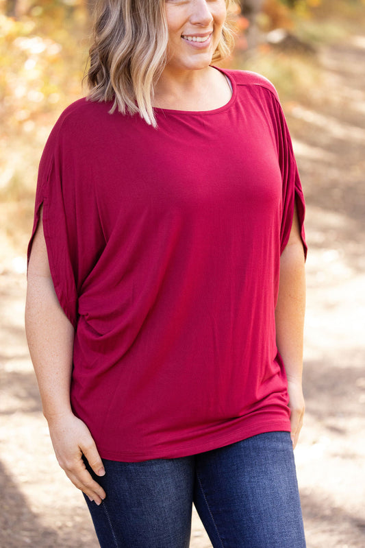 Michelle Mae Darcy Dolman Top - Burgundy | Women's Flowy Top