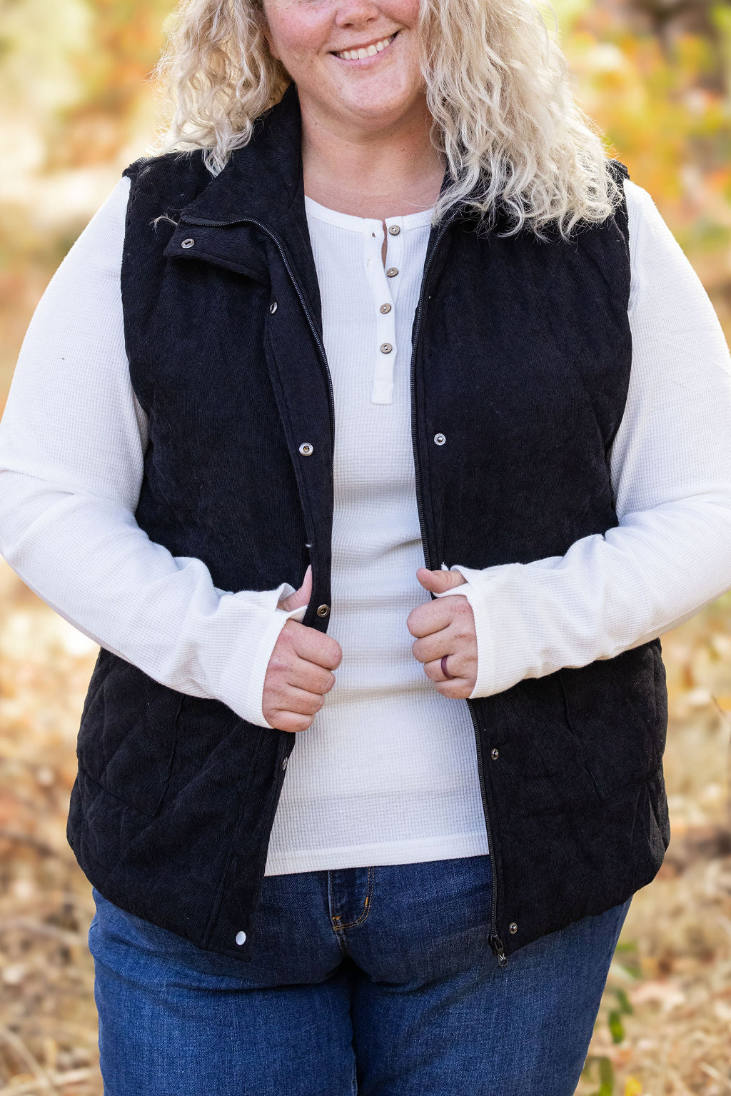 Michelle Mae Corduroy Vest - Black