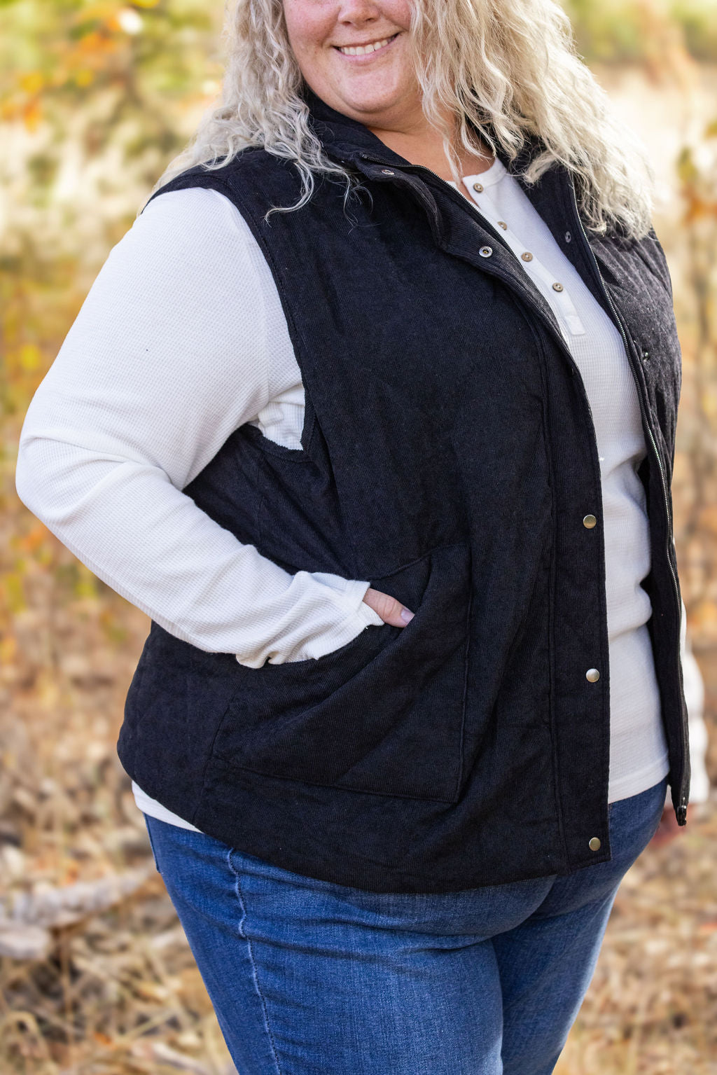 Michelle Mae Corduroy Vest - Black