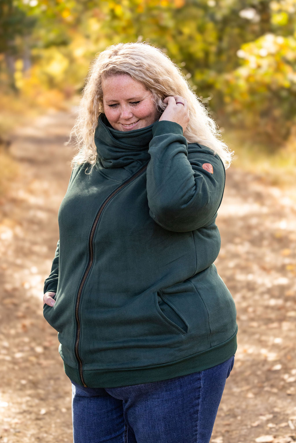 Michelle Mae Quinn ZipUp Cowl - Evergreen | Women's Hoodie