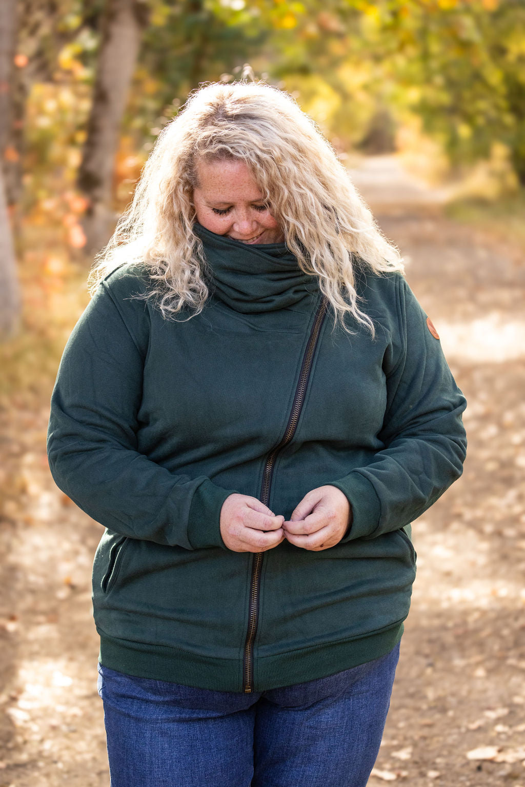 Michelle Mae Quinn ZipUp Cowl - Evergreen | Women's Hoodie