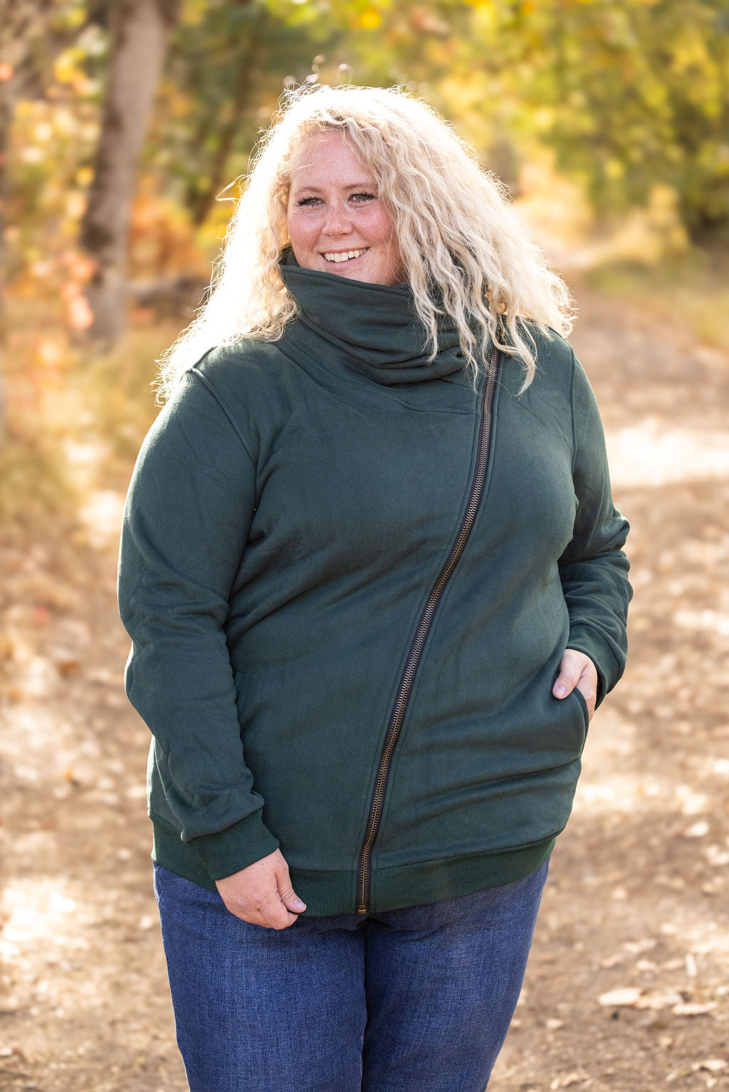 Michelle Mae Quinn ZipUp Cowl - Evergreen | Women's Hoodie