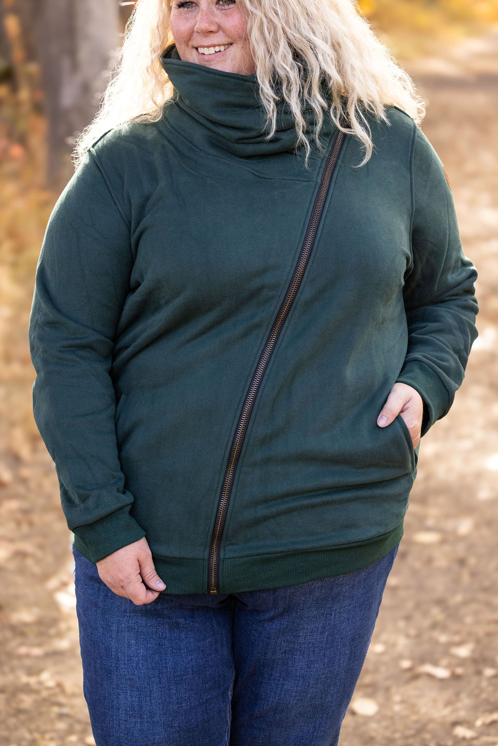 Michelle Mae Quinn ZipUp Cowl - Evergreen | Women's Hoodie