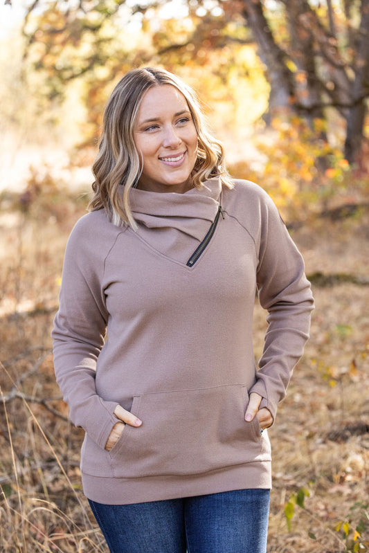 Michelle Mae Classic Zoey ZipCowl Sweatshirt - Mocha