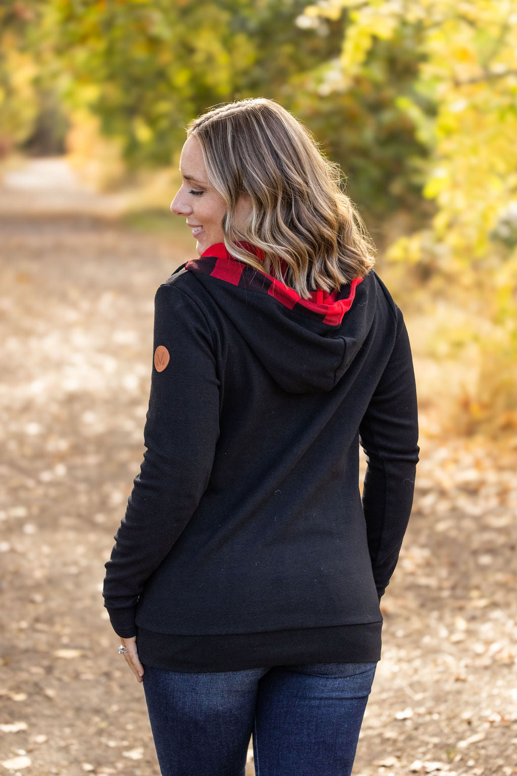 Michelle Mae Avery Accent HalfZip Hoodie - Buffalo Plaid